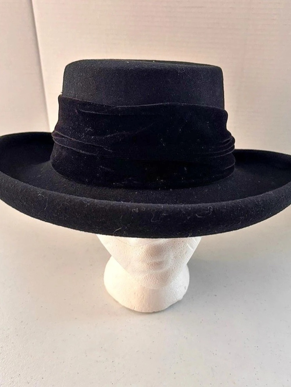 Bollman Hat Co. Black 100% Wool Doeskin Felt Vinatoo Hat